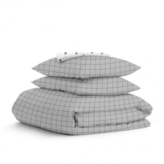 Двоспальна постіль з простирадлом на гумці GREY GEOMETRY CS14 COSAS сірий 180х220 см