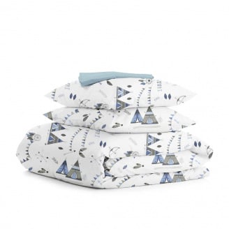 Євро постіль з простирадлом на гумці Dream Wigwam CS1 COSAS Блакитний 200х220 см