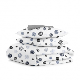 Семейная постель с простыней на резинке Yarn Balls CS1 COSAS серый 2х160х220 см