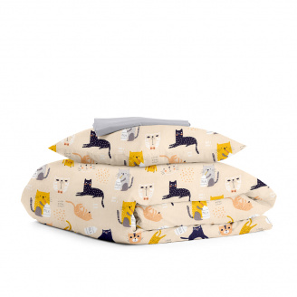 Підліткова постіль з простирадлом на гумці Cosas Cats CS5 160х220 см Різнокольоровий