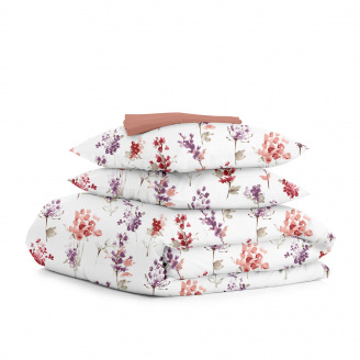 Сімейний комплект постільної білизни WATERCOLOR FLOWERS CS3 COSAS Фіолетовий 2х160х220 см