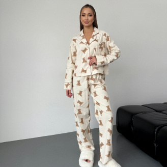 Піжама жіноча COSAS Bear M-L Біло-бежевий