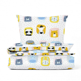 Підлітковий комплект без простирадла COSAS COLOR ANIMALS Ранфорс 155х215 см Білий