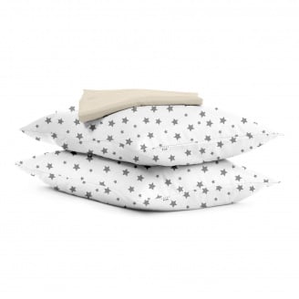 Набір наволочки і простирадло COSAS STARS GREY & BISCUIT Ранфорс 160х200 см Білий