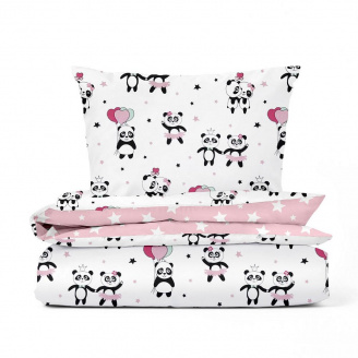 Дитячий комплект без простирадла COSAS PANDA Ранфорс 110х140 см Рожевий