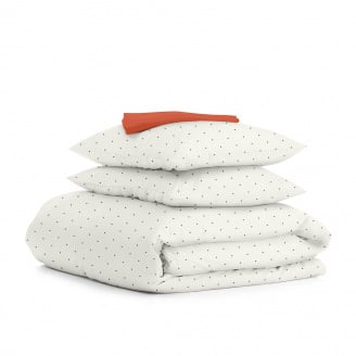 Сімейна постіль з простирадлом на гумці MINI DOTS CS20 COSAS Білий 2х160х220 см