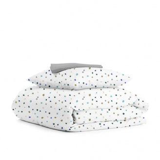 Підлітковий комплект на резинці COSAS COLORFUL BLOTS CS1 Ранфорс 155х215 см Сірий/Білий