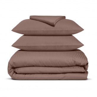Семейная постель сатин с простыней на резинке LATTE Cosas Коричневый 2х160х220 см
