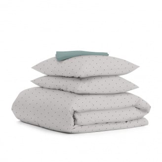 Сімейна постіль з простирадлом на гумці MINI DOTS CS5 COSAS Бежевий 2х160х220 см