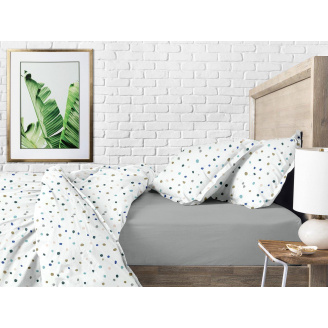 Двуспальный комплект на резинке COSAS COLOR BLOTS CS3 Ранфорс 180х220 см Белый/Серый