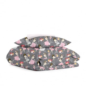 Підліткова постіль з простирадлом на резинці Ballerina CS1 COSAS сірий 160х220 см