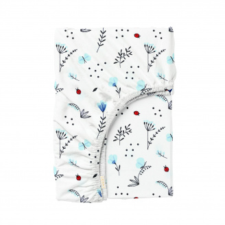 Простирадло на резинці 80х160 см BLUE WILDFLOWERS COSAS Білий