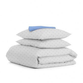 Сімейна постіль з простирадлом на гумці Mini Dots CS7 COSAS сірий 2х160х220 см