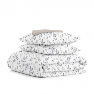 Сімейний комплект постільної білизни STEPPE FLOWERS COSAS сірий 2х160х220 см