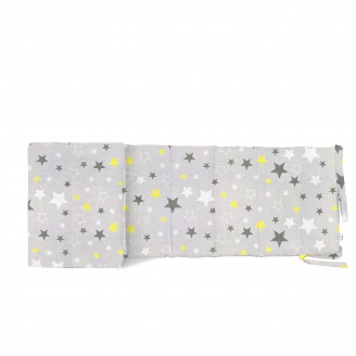 Бортики на ліжечко COSAS YELLOW STARS Ранфорс 30х180 см Сірий