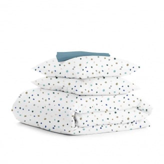 Полутораспальный комплект на резинке COSAS COLOR BLOTS Ранфорс 160х220 см Голубой/Белый