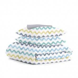 Двоспальна постіль з простирадлом на гумці Color Wave CS1 COSAS Білий 180х220 см