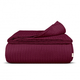 Плед-покривало косичка COSAS 200х220 см Ruby Knitted Braid Бордовий