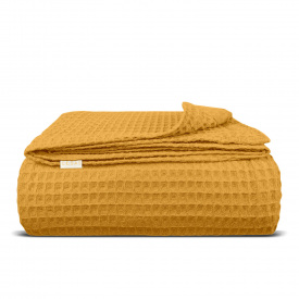 Плед-покрывало вафельное COSAS 200х220 см Curcuma Greek Waffle Горчичный