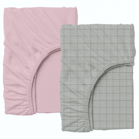 Набір простирадла на резинці COSAS PINK GEOMETRY Ранфорс 60х120х12 см 2 шт Сірий/Рожевий