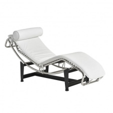 Шезлонг-кушетка Лекор мякий білий на металокаркасі