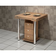 Стол-трансформер обеденный Tobi Sho "Кардамон" с ящиками для кухни, гостиной, студии, 700х700х750 мм Дуб сонома