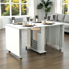 Стол-книжка Tobi Sho "Семейный" раскладной обеденный на колесах для кухни, столовой, гостиной, 800х185х730 мм Белый