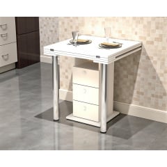 Стол-трансформер обеденный Tobi Sho "Кардамон" с ящиками для кухни, гостиной, студии, 1400х700х750 мм Белый Київ