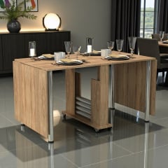 Стол-книга Tobi Sho "Семейный" раскладной обеденный на колесах для кухни, столовой, гостиной, 800х2745х730 мм Дуб сонома Молочанськ