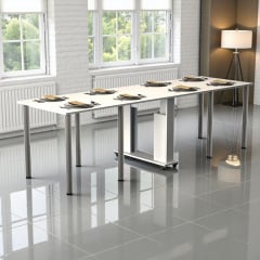 Стол-книжка Tobi Sho "Семейный" раскладной обеденный на колесах для кухни, столовой, гостиной, 800х2745х730 мм Белый Кременець