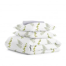 Євро комплект на резинці COSAS GREEN FOLIAGE CS2 Ранфорс 200х220 см Зелений