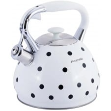 Чайник для плиты из нержавеющей стали 3л white with black polka dots Kamille DP262110