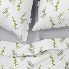 Евро комплект без простыни COSAS GREEN FOLIAGE Ранфорс 200х220 см Бело-салатовый Одесса