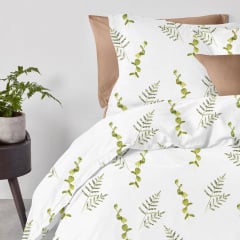 Двоспальний комплект на резинці COSAS GREEN FOLIAGE CS1 Ранфорс 180х220 см Зелений Долина