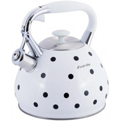 Чайник для плиты из нержавеющей стали 3л white with black polka dots Kamille DP262110 Конотоп