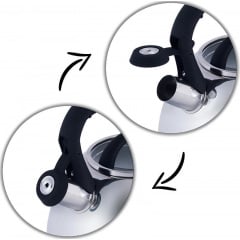 Чайник з нержавіючої сталі зі свистком 2.7 л з чорною ручкою Kamille DP91365 Дубно