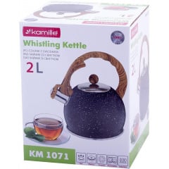 Чайник Marble 2л из нержавеющей стали со свистком черный мрамор Kamille DP112956 Первомайск