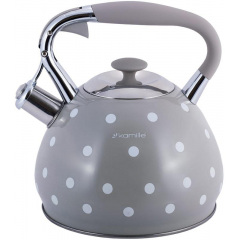 Чайник для плиты из нержавеющей стали 3л Grey with white polka dots Kamille DP262109 Киев