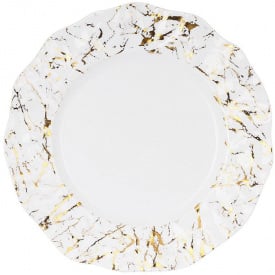 Обідній набір тарілок BonaDi Мармурова Розкіш 29 см Золотисто-білий 2 шт DP231622
