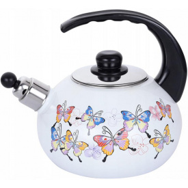 Эмалированый чайник для плиты Butterflies из нержавеюшей стали 2,5л Kamille DP262122