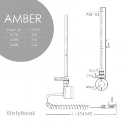 ТЭН для полотенцесушителя OnlyHeat Amber Black 0.3 кВт Черный Новомосковск