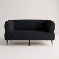 Диван офісний Tobi Sho Бенно-1 з підлокітниками для офісу, вітальні 1800х720х750 велюр вельвет Lotus 100/BLACK