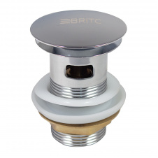 Донний клапан для раковини Britc SS65of, click-clack з переливом Хром