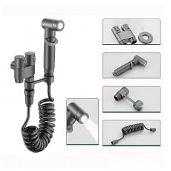 Двойной сантехнический кран с гигиеническим душем для унитаза Britc 200 см Anthracite Славута