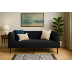 Диван офісний Tobi Sho Бенно-1 з підлокітниками для офісу, вітальні 1800х720х750 велюр вельвет Lotus 100/BLACK Київ