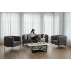 Диван офісний Tobi Sho Бенно-1 з підлокітниками для офісу, вітальні 1200х720х750 велюр вельвет Lotus 96/GREY Київ