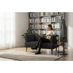 Диван офісний Tobi Sho Бенно-1 з підлокітниками для офісу, вітальні 1500х720х750 велюр вельвет Lotus 100/BLACK Київ