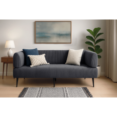 Диван офісний Tobi Sho Бенно-1 з підлокітниками для офісу, вітальні 1800х720х750 велюр вельвет Lotus 98/DK GREY Новояворівськ