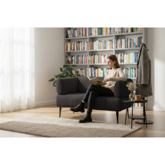 Диван офісний Tobi Sho Бенно-1 з підлокітниками для офісу, вітальні 1400х720х750 велюр вельвет Lotus 15/GREY BROWN Київ