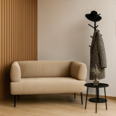 Диван офісний Tobi Sho Бенно-1 з підлокітниками для офісу, вітальні 1500х720х750 велюр вельвет Lotus 09/DK BEIGE Київ